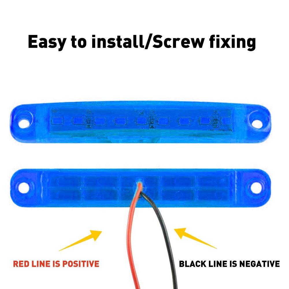 2Set Blue Lens 9LED Front Rear Side Marker Lamps Clearance Lights Waterproof 10P