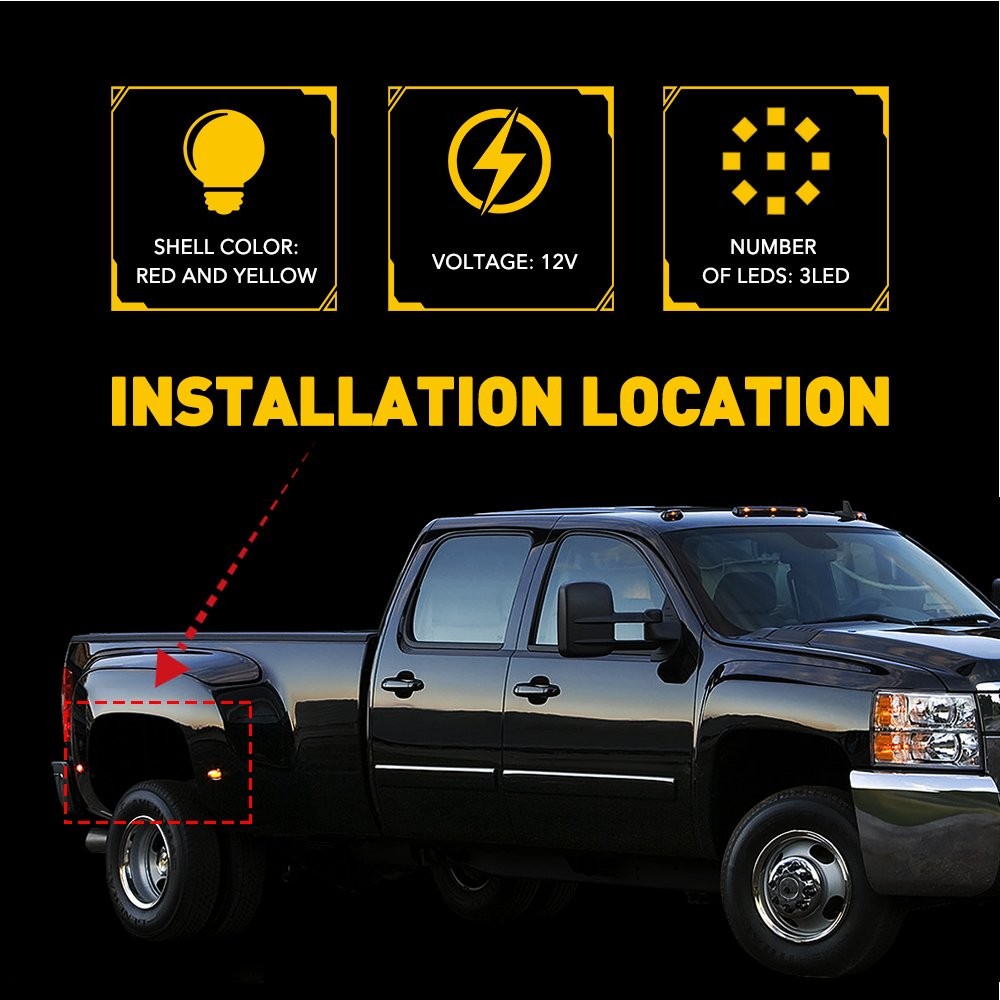 Fit 2010-2018 Ram 2500HD 3500HD Dually LED Rear Fender Side Marker Lights 4PC ED