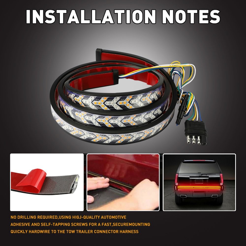 60″ Truck 3 Row LED Tailgate Light Bar Reverse Brake Turn Signal Stop Tail Strip