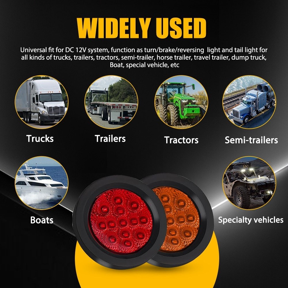 4-8pcs 2.5″ Inch DOT Round Trailer 13 LED Marker Light w/ Grommet for Truck RV