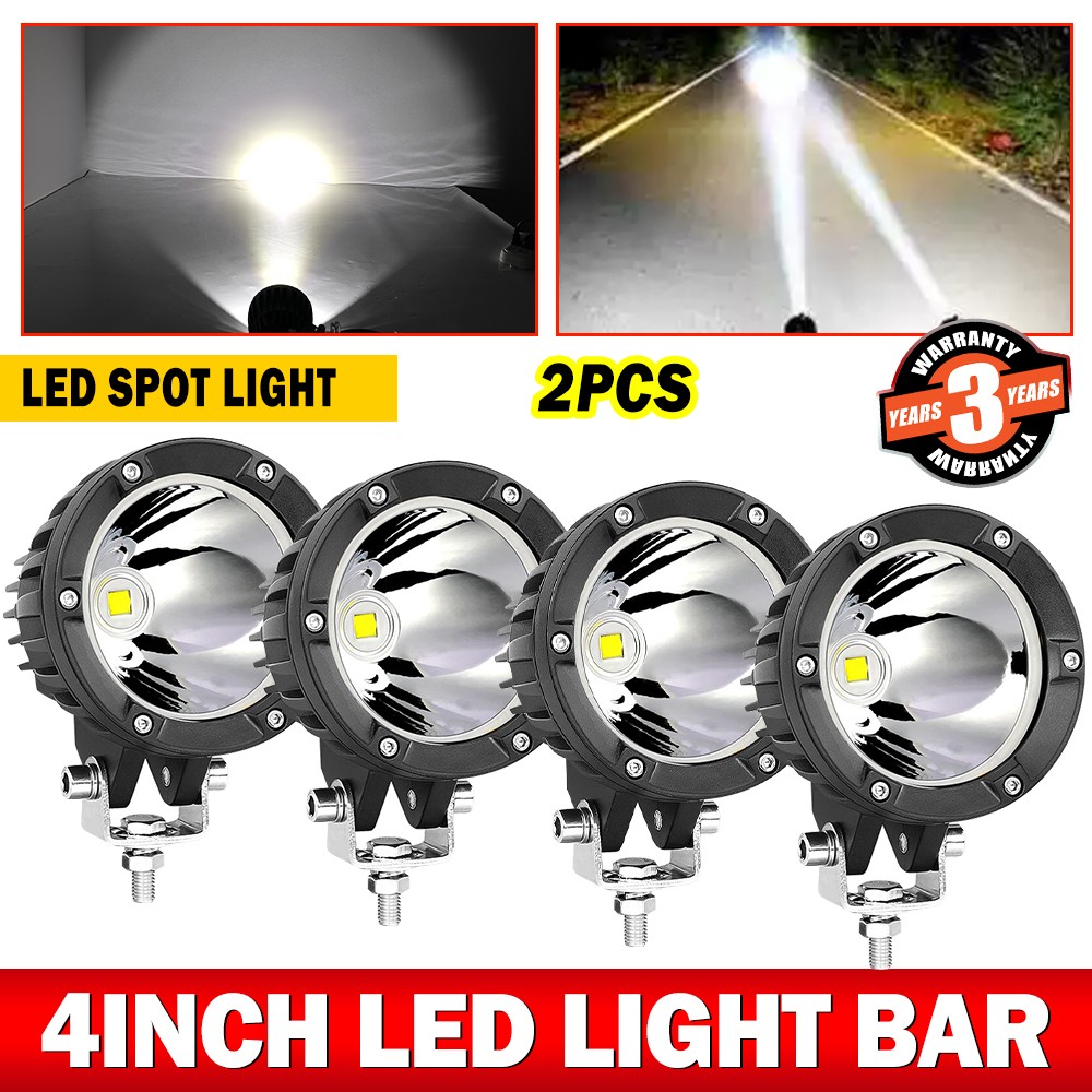 4X 4″ 160W Round LED Lights Bar Spot Driving Work Pods For Offroad 4WD UTV 12V