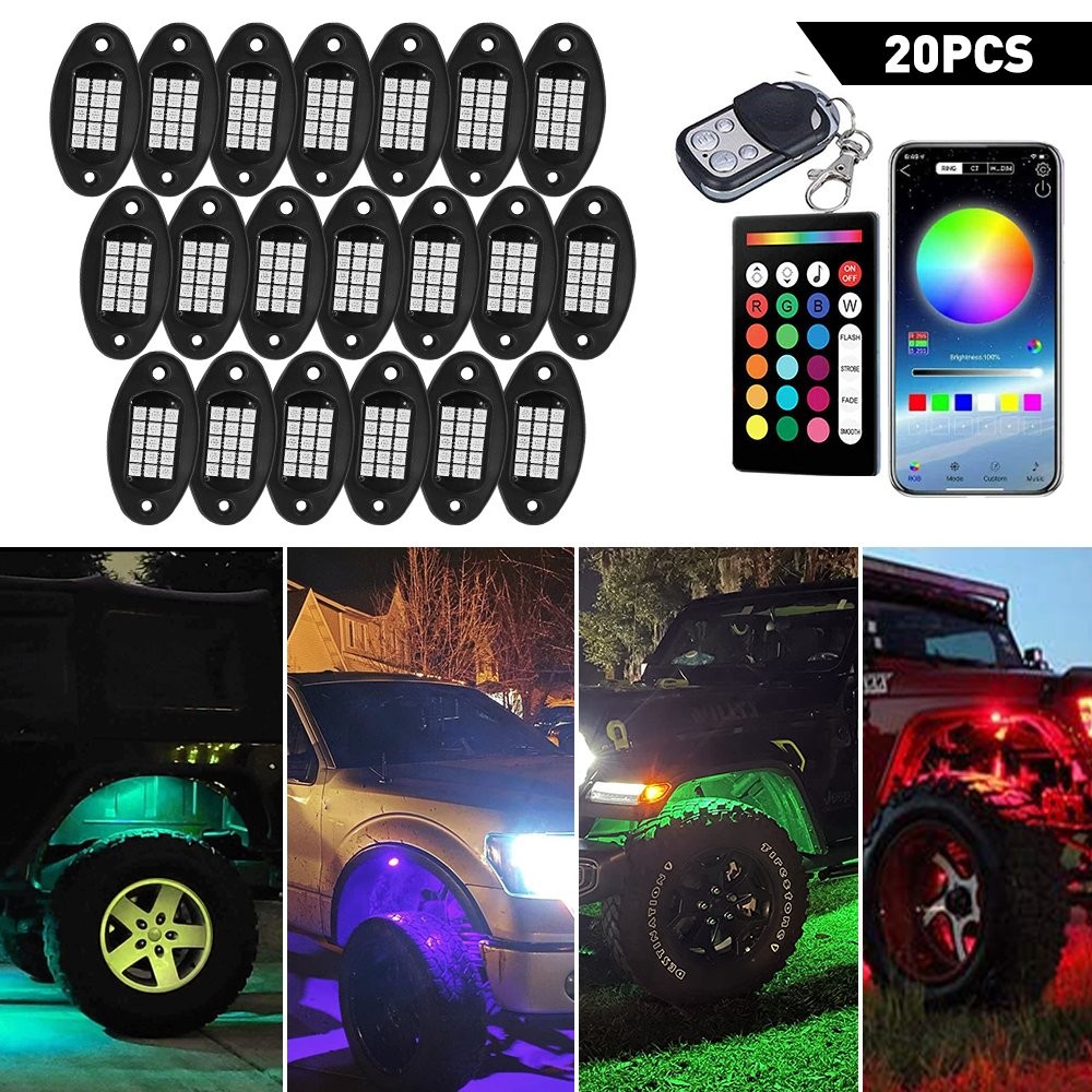 20x LED RGB Rock Light OffRoad License Plate Under Body courtesy Truck Bed Pods