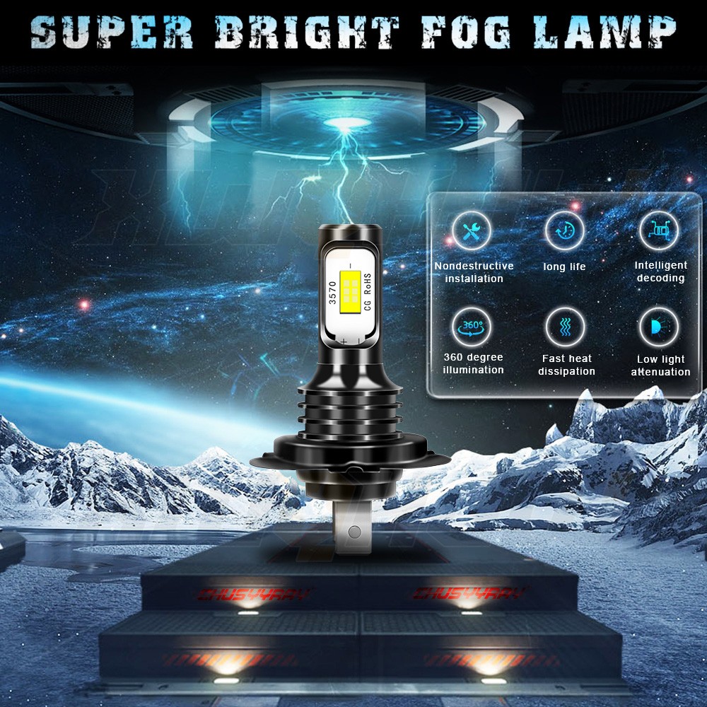 4x H7 H11 Front LED Headlight Bulbs 6100K Super Bright White Conversion Kit