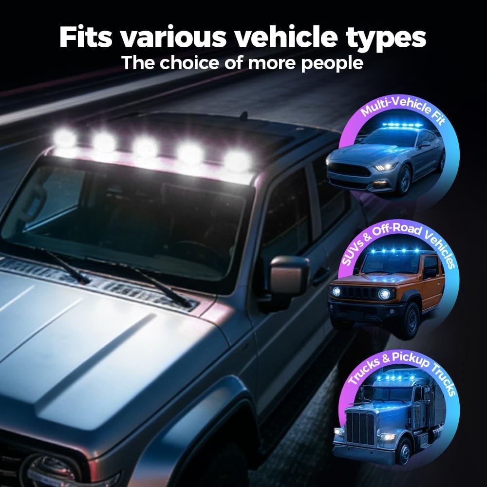 LED Wireless Solar Powered Cab Lights Top Roof Light For Off-road Vehicle 3 LEDs