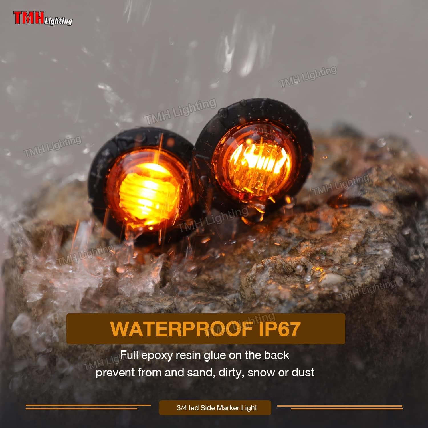 50 pcs 3/4 Inch Mount Amber 3 LED Mini Round Trailer Side 50pcs