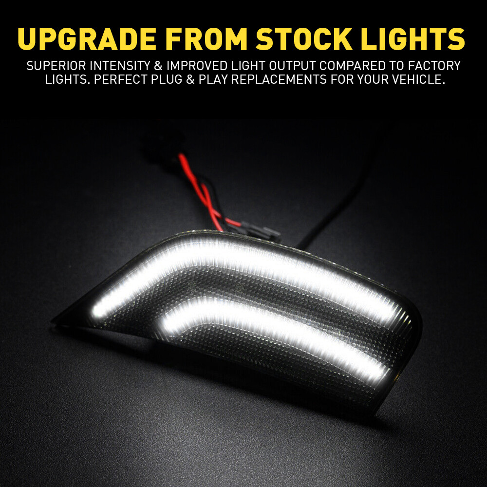 2x Full Front LED Smoke Side White Lights For Escalade Marker 2021-2023 Yukon XL