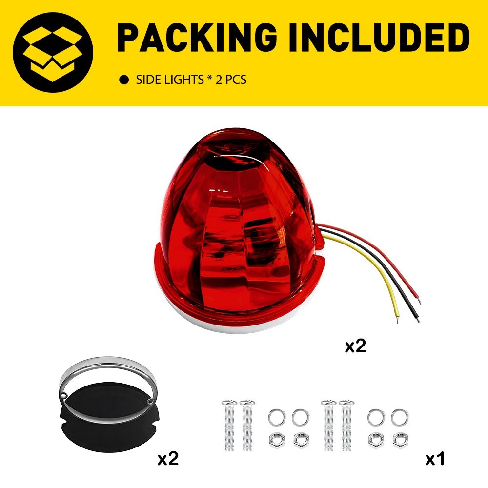 4X Red LED Watermelon Light Side Marker Truck Trailer Turn Signal Light 12-24V H
