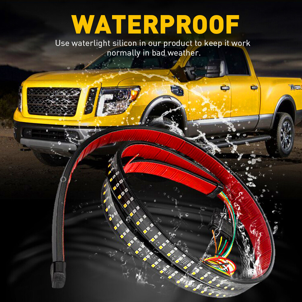 48″ 3 Row LED Strip Light Tailgate Bar Car Truck Reverse Brake Tail Signal Light