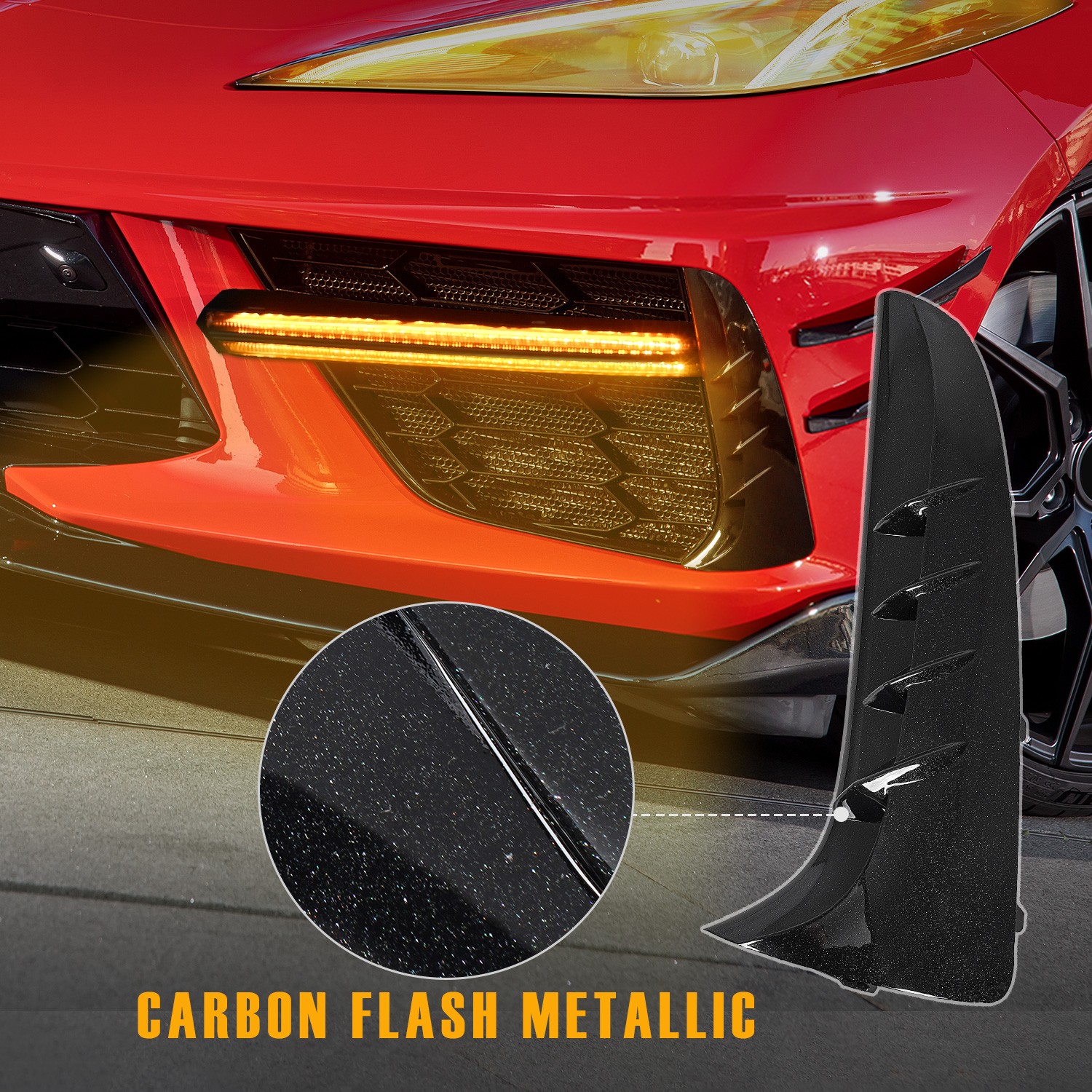 For Corvette C8 Z51 2023 Front Grille Turn Signal Light LED Driving Lights DRL