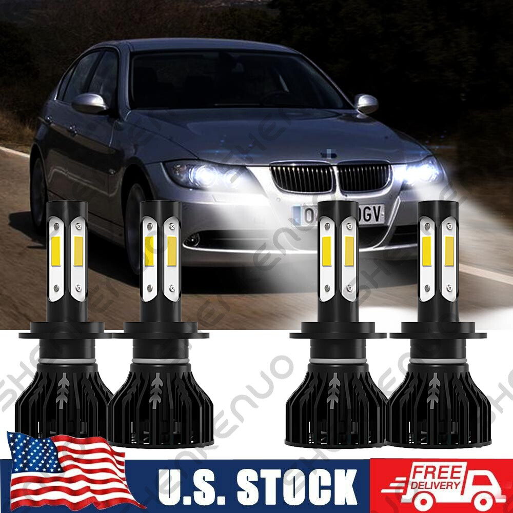6000K Front LED Headlight Bulbs Qty4 For BMW 323i 328i 335i 340i xDrive High Low