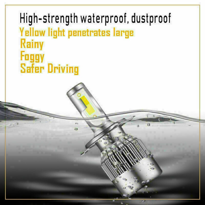H4 LED Headlight 110W Dual Color Fog Light Bulbs White&Yellow 3000K&6000K Lamps