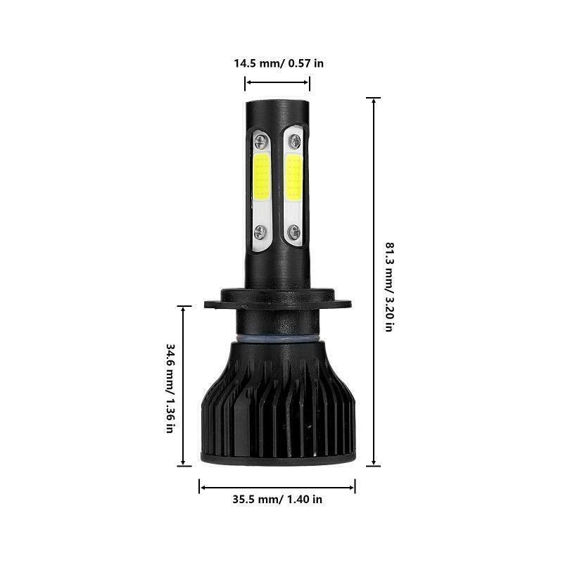 4-sides H7 LED Headlight Kit Bulbs High/Low Beam Bulb 6500K Lamp White 2500000LM