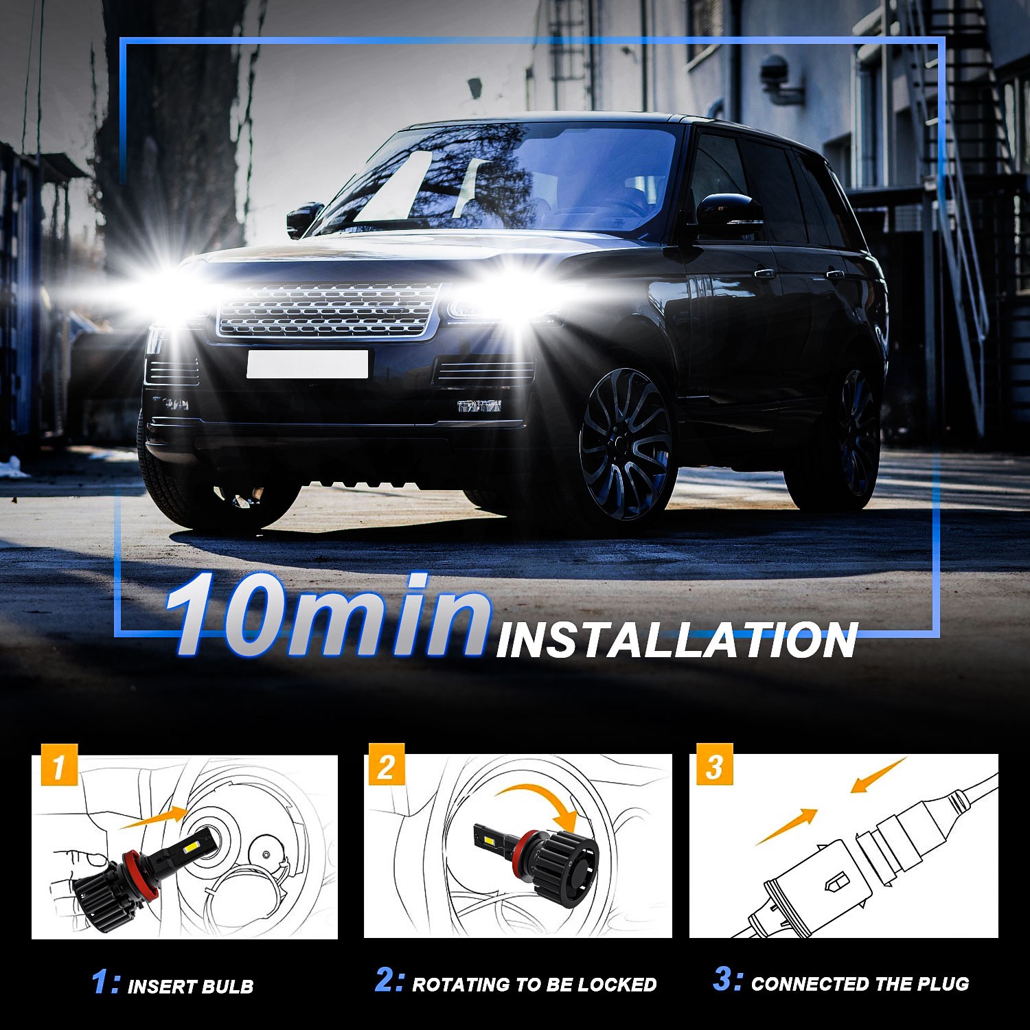 4Pcs For Ford Fusion 2016 6000K LED Headlights High&Low Beam Light Bulbs H7 H11