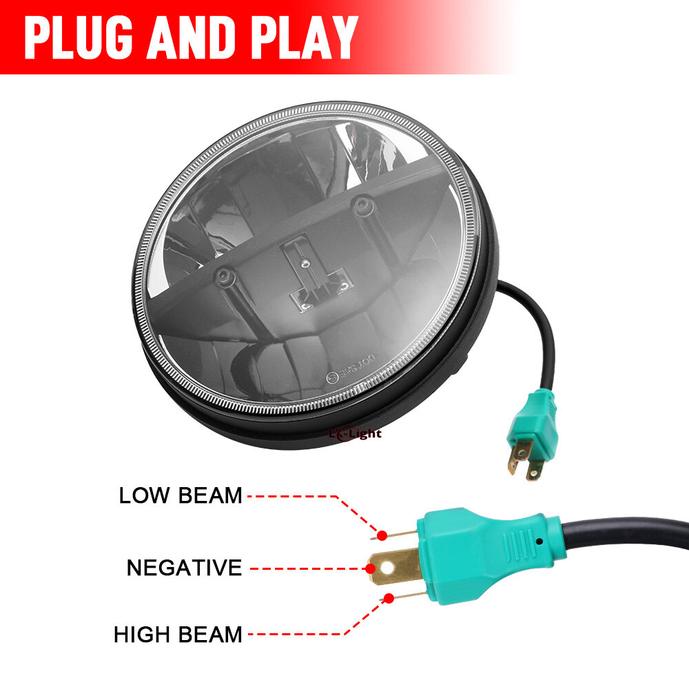 Newest 7″ Round Led Headlight Hi-Lo for Jeep Wrangler JK LJ TJ for Chevy C10 C20
