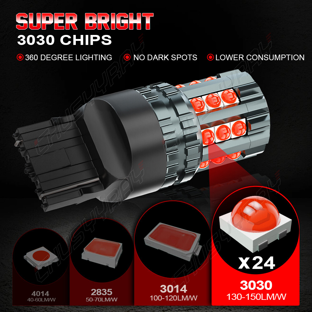2x 7440 7443 Red LED Light Strobe Flash Blinking Brake Tail Light Parking Bulbs