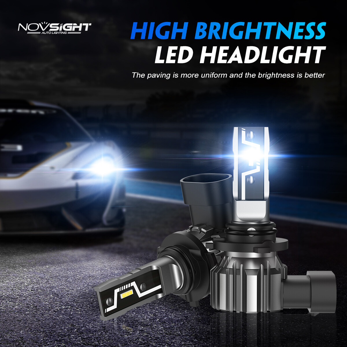 4X NOVSIGHT 9005 H11 LED Headlight Bulbs Combo HB3 H8/H9 6500K 10000LM Hi/Low US
