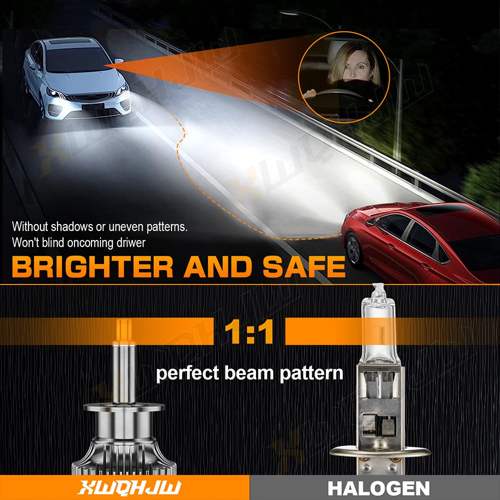 6-Sides 2x H1 160W 48000LM CSP LED Headlight Bulb Conversion Kit 6000K White