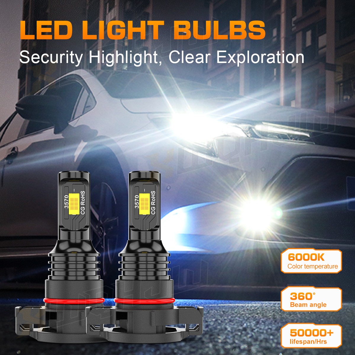 For 2007-2012 GMC Acadia Combo H7 H11 LED Headlight 5202 Foglight Kit