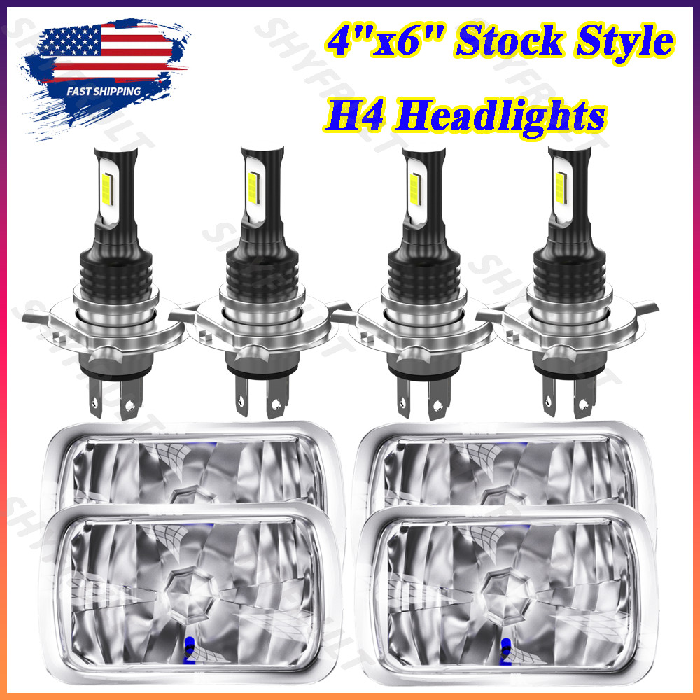 For Chevy Pickup 1981-87 C10 K10 Blazer 4×6″ LED Headlights Hi-Lo Beam Lamp 4PCS