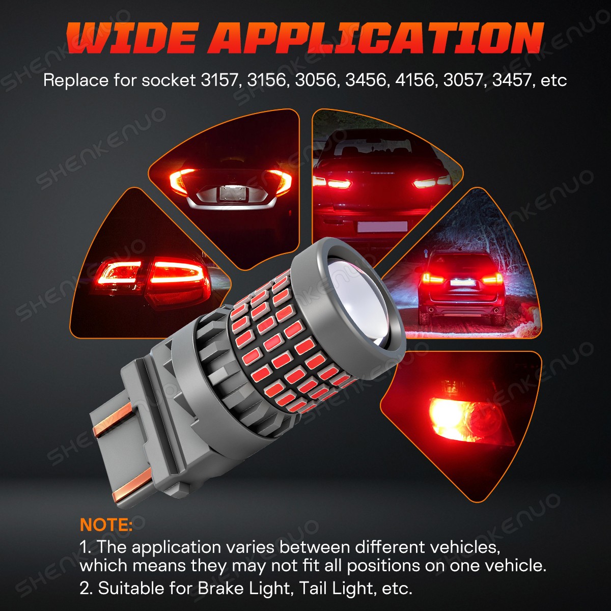 2PCS 3157 LED Red Strobe Flash Blinking Brake Stop Tail Light Parking Bulb Lamp
