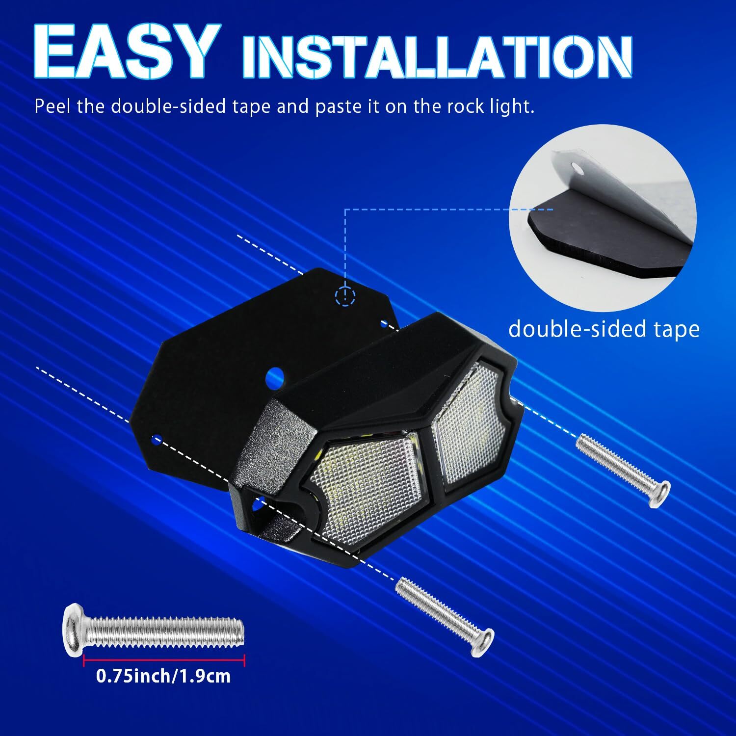 Led Rock Lights White 4 Pods 18LEDs 210 Degree Wide Angle IP68 Waterproof Alu…