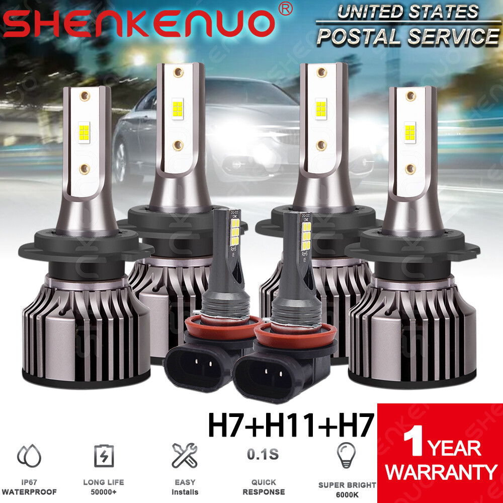 For 2002-2006 BMW 325xi Combo LED Headlight Fog Light Bulbs Kit H7 H7 H11