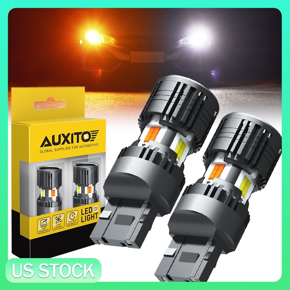 2 Pack CANBUS 7443 7444NA Switchback LED Bulbs Ambe/White with Built-in Resistor