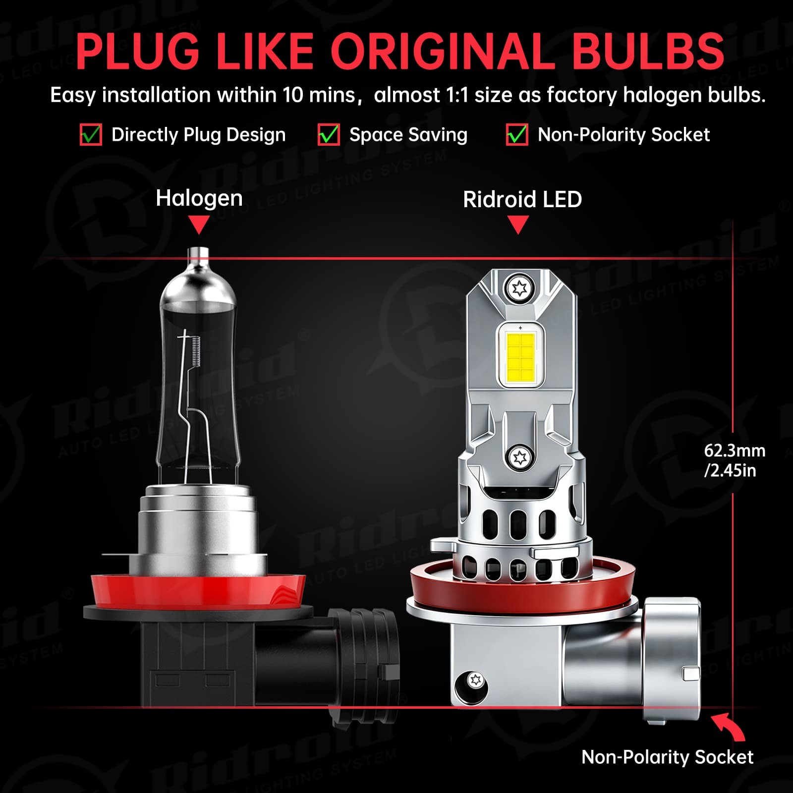 H11 LED Headlight Super Bright Bulbs Kit 6000K White 330000LM High/Low Beam