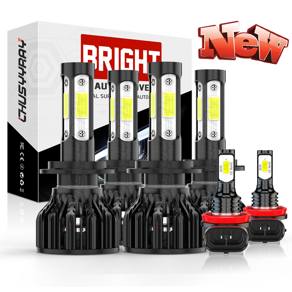 For BMW X5 2007-2013 6x Bulbs H7&H11 LED Headlight 6000K High Low Beam Fog Light