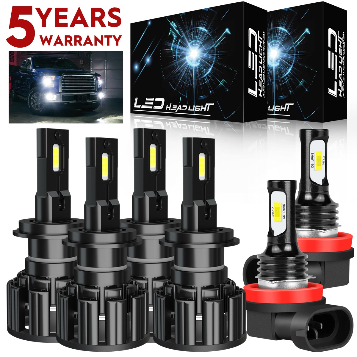 For BMW 328i 2007-2016 6x Bulbs LED Headlights Hi/Low Beam + Fog Light 6000K F15