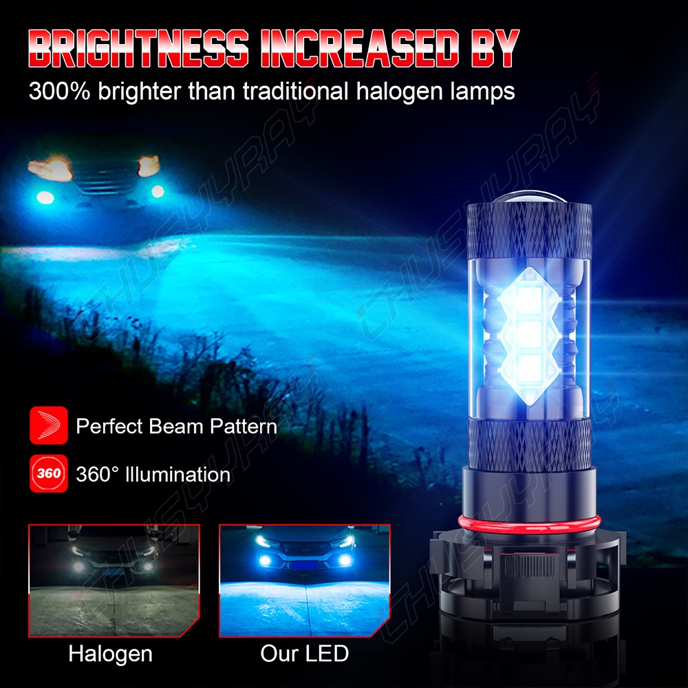 2pcs H16/5202/2504 6000K LED Fog Light Bulbs For 2007-2015 Chevy Silverado 1500