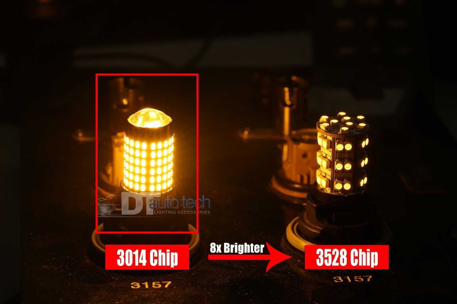 2X 750 LM 1157 50W High Power LED Yellow Amber Front Turn Signal Lights Bulbs