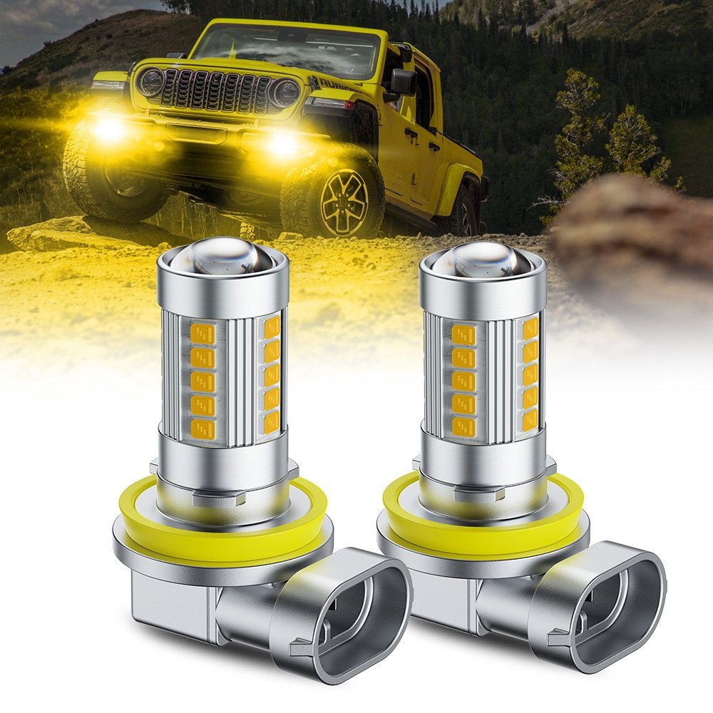 2pcs H11 Yellow Fog Light LED Bulbs 3000K For Honda Civic 2006-2017 2018 2019