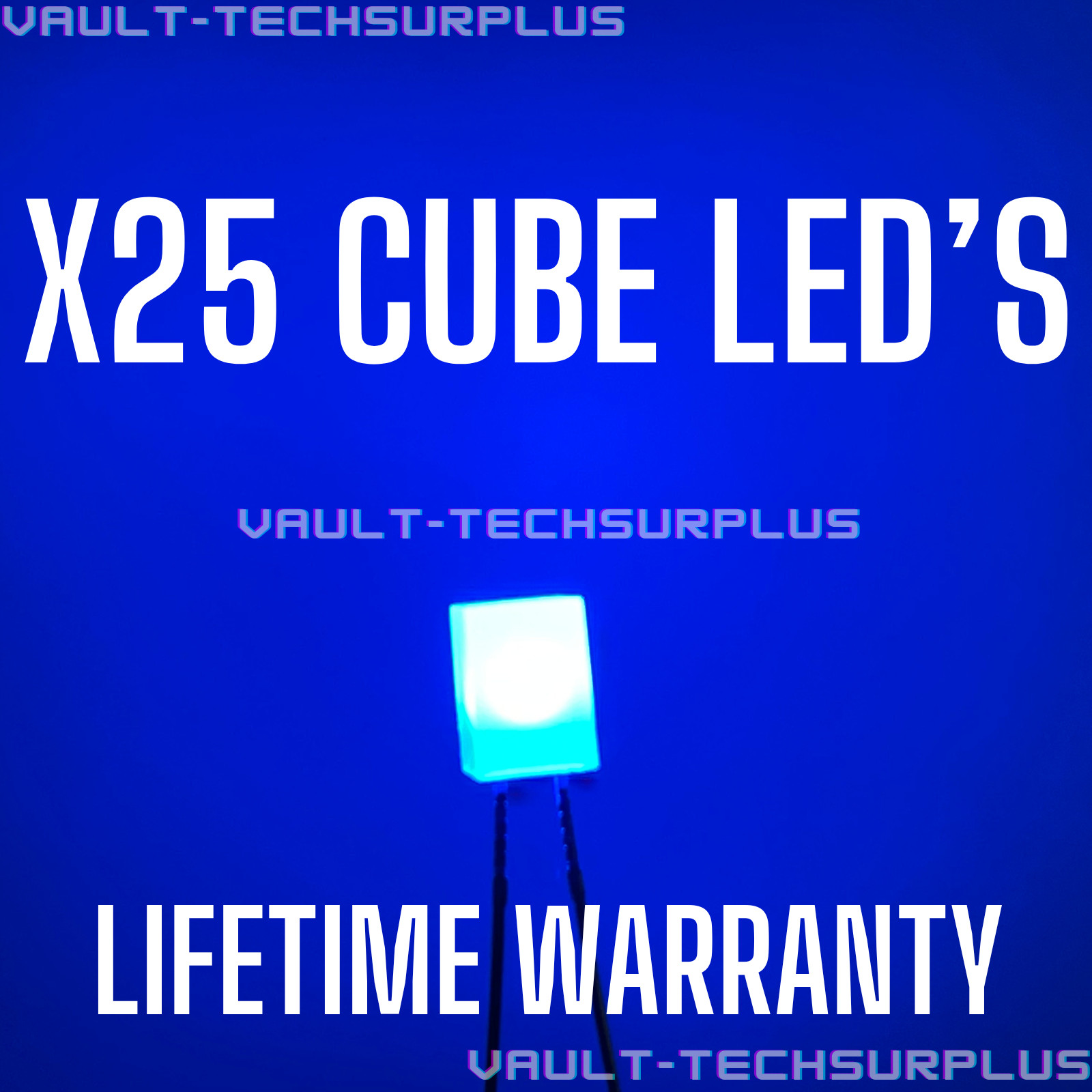 12 Volt Blue 5mm Cube LED Resistor Built In GM Instrument Panel Upgrade 25pc