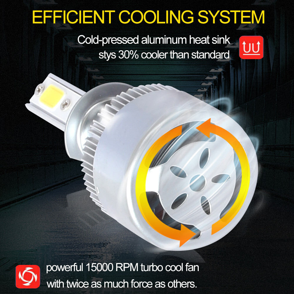 Pair H1 C6 LED Headlight FOG Lights Kit 6500K White High Low Beam Bulbs 720000LM