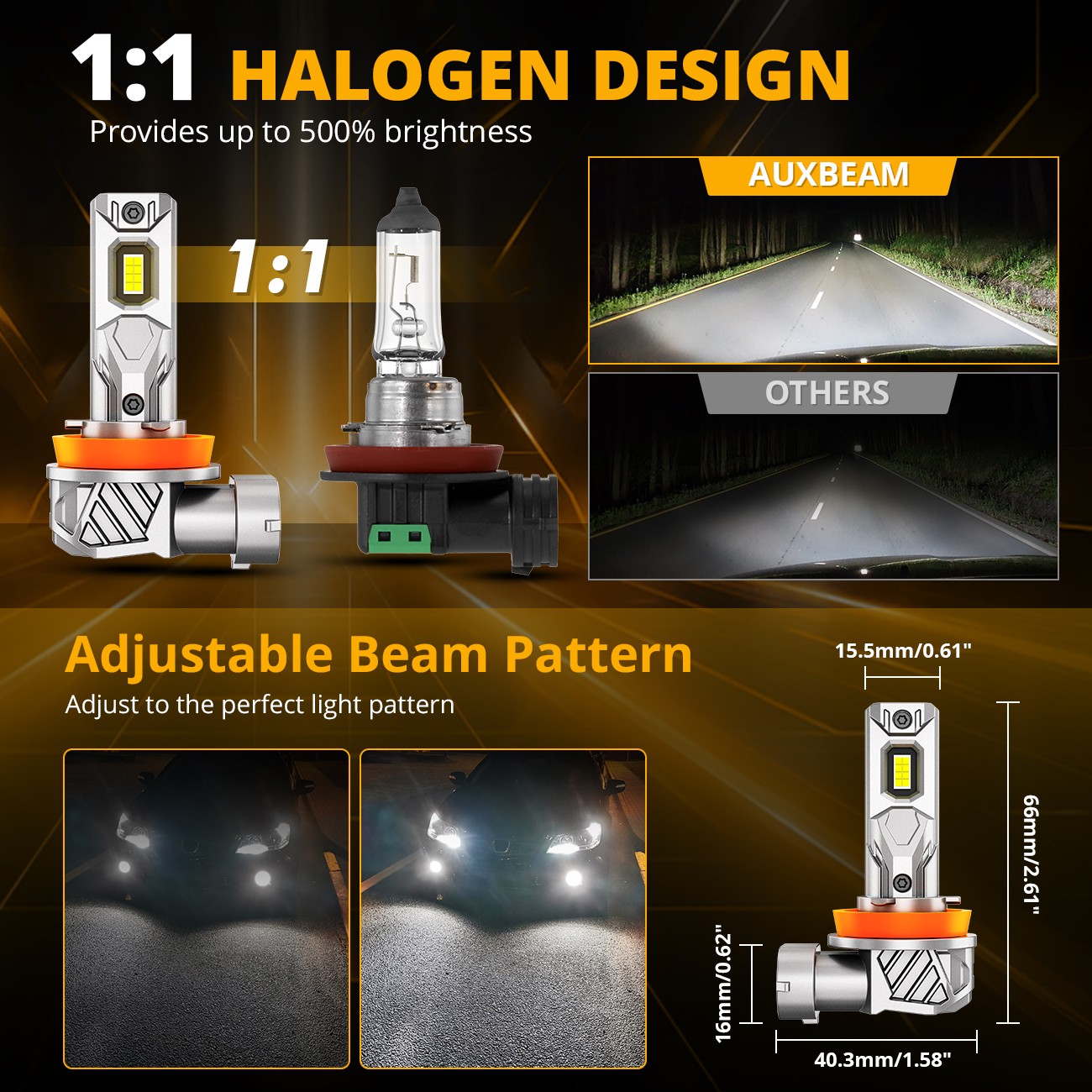 For Nissan Murano 2015-2018 AUXBEAM Canbus LED Headlights Fog Light White 6500K