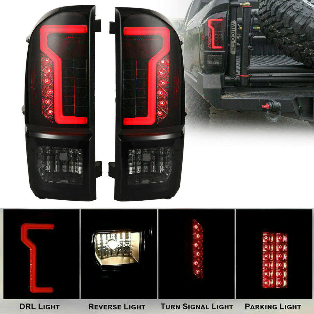 For 2016-2023 Toyota Tacoma Pickup Tail lights LED DRL Brake Lamp Smoke Lens
