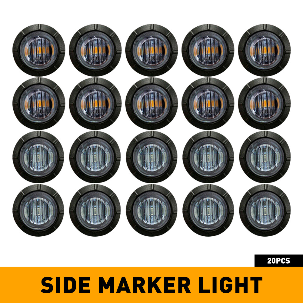 20X 3/4″ LED Side Marker Lights Truck Trailer Round Amber Bullet Clearance Lamp