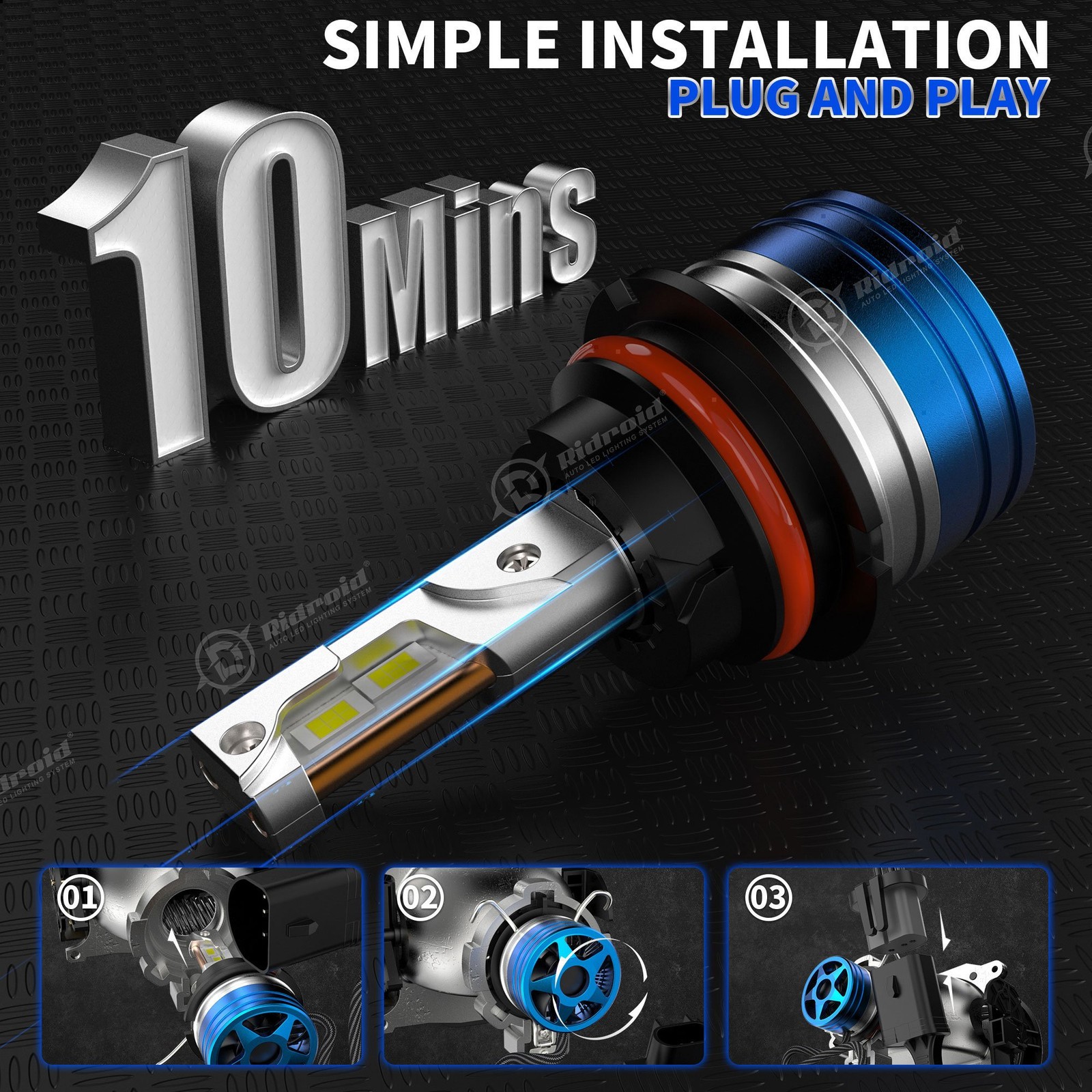 2-side 9007 HB5 LED Headlight Bulbs Kit 72000LM Super Bright High Low Beam Bulbs