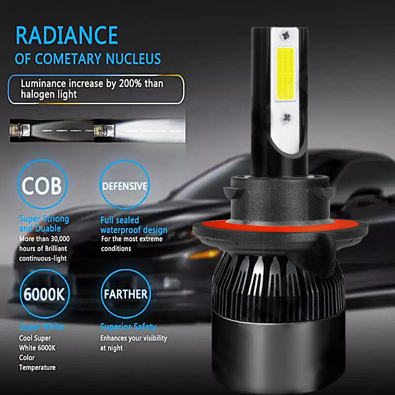 For Chrysler Aspen 2007-2009 Combo 9008 H13 9145 LED Headlight Fog Light 4 Bulbs