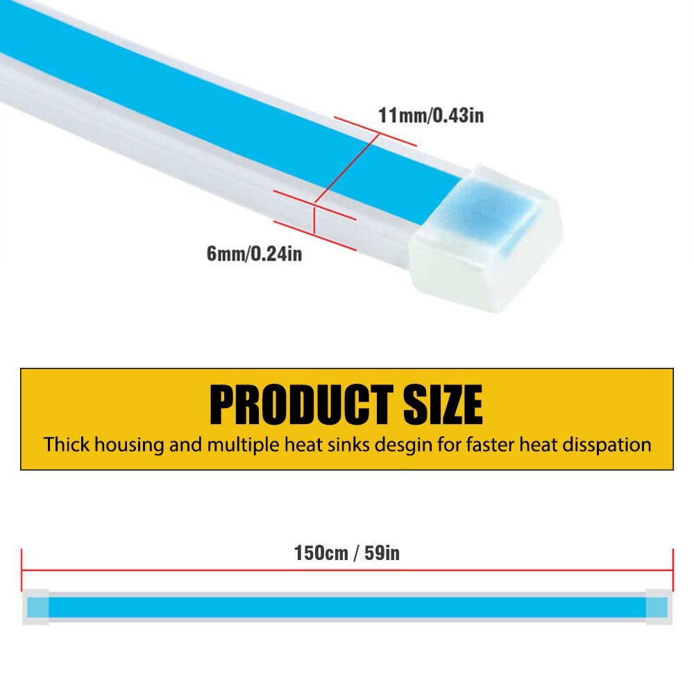 Car Hood Dynamic Scan LED Daytime Running Light Strip Waterproof Lamp Decor 1.5m