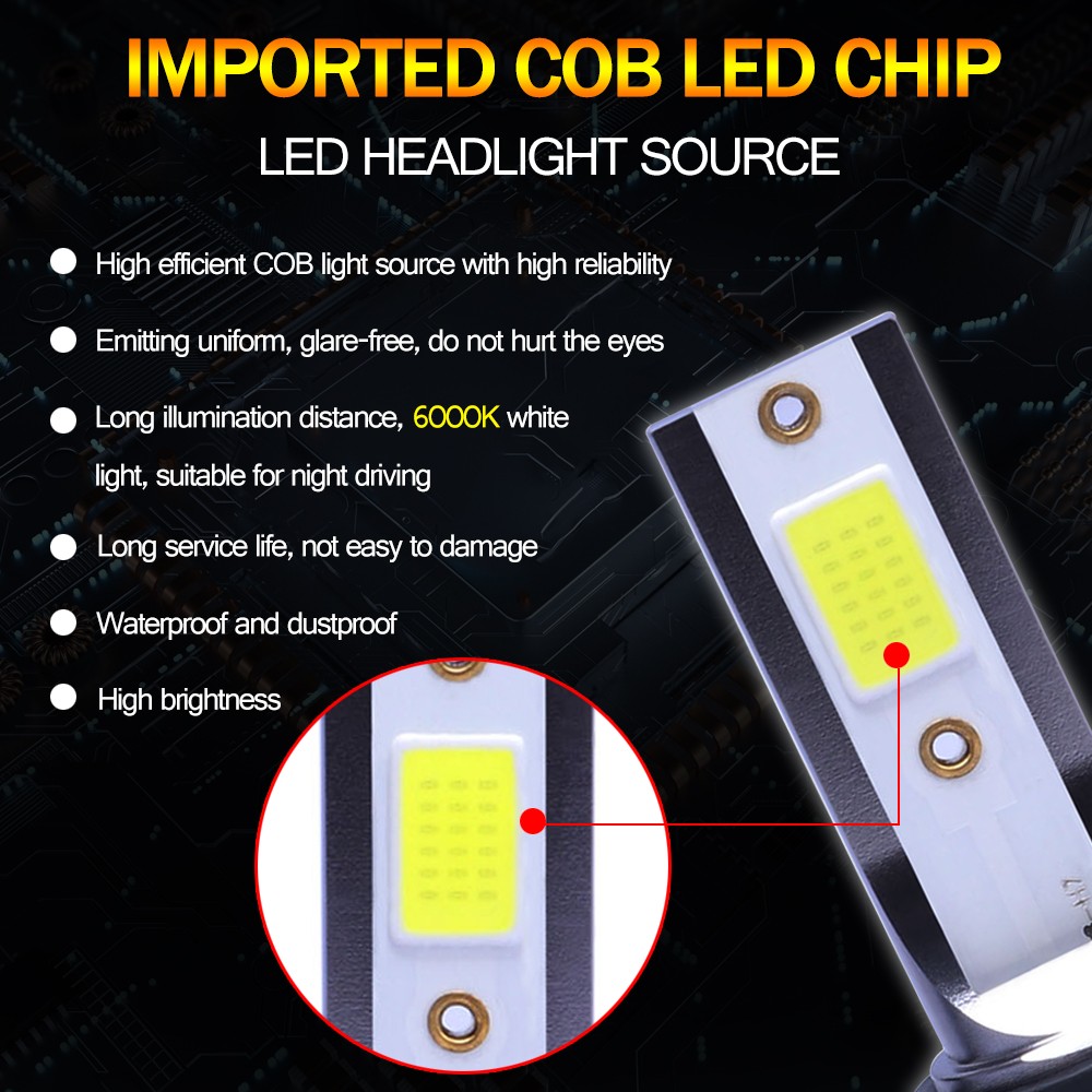 9005 9006 LED Headlights Kit Combo Bulbs 6500K High Low Beam Super White Bright