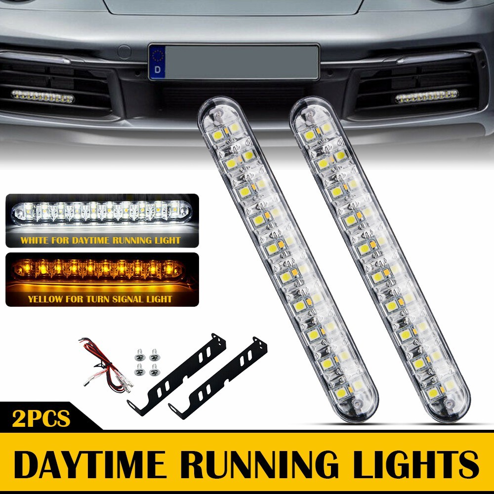 30LED Car Daytime Running Lights White DRL Driving Turn Signal Fog Lamp Amber 2X