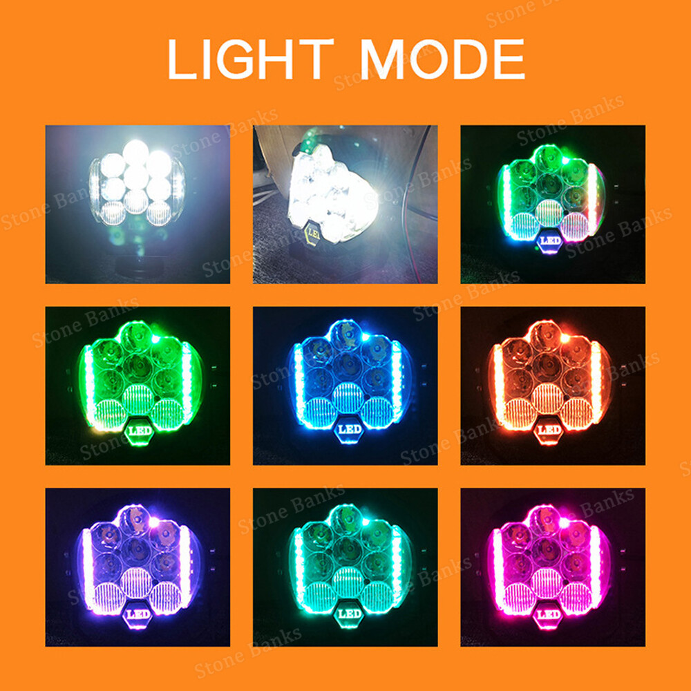 1X RGB 5/7inch LED Work Light Car Pods Spot Flood Combo Offroad Driving Fog Lamp