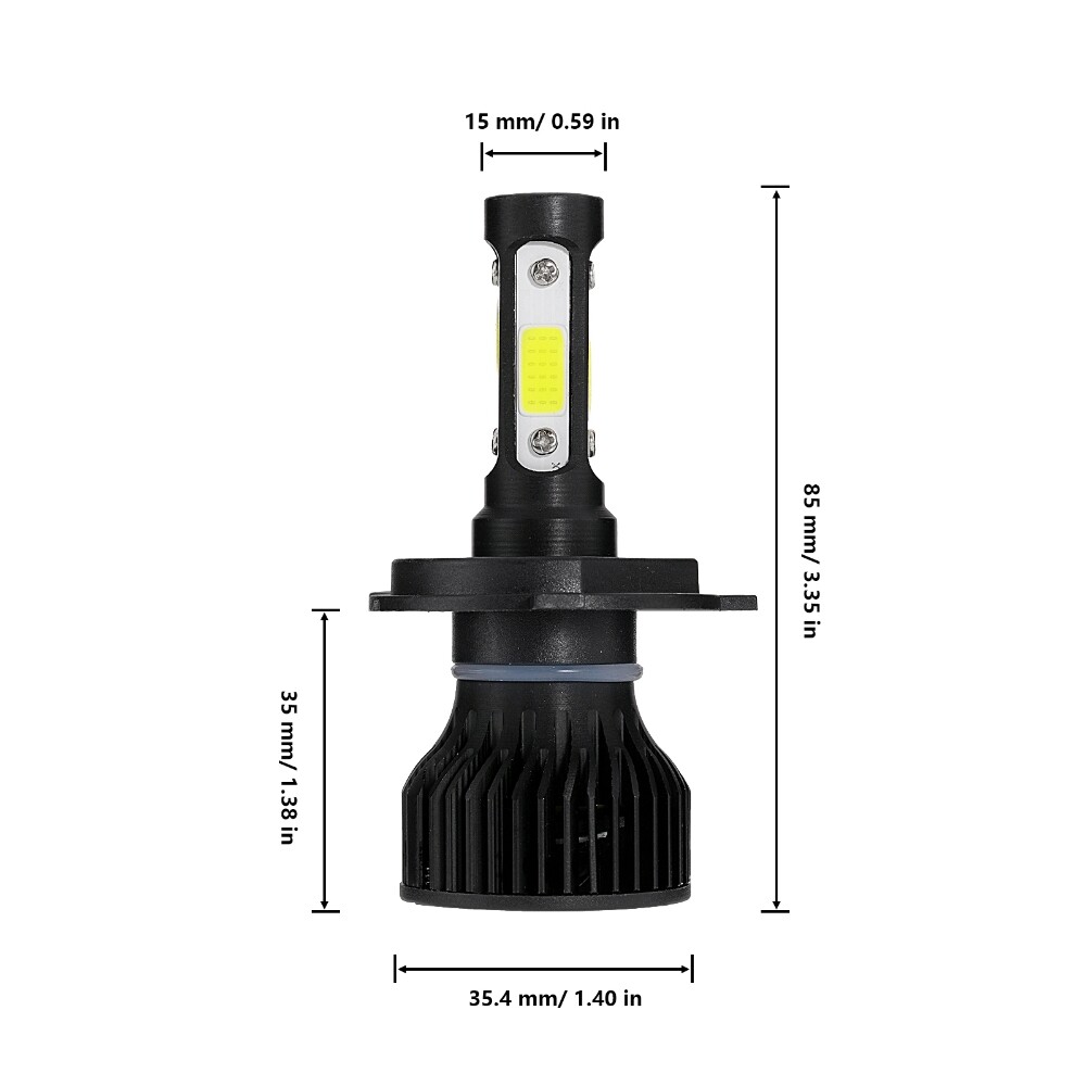 4 Sides H4 9003 HB2 LED Headlight Bulbs Kits Super Bright 3000000LM 6500K White