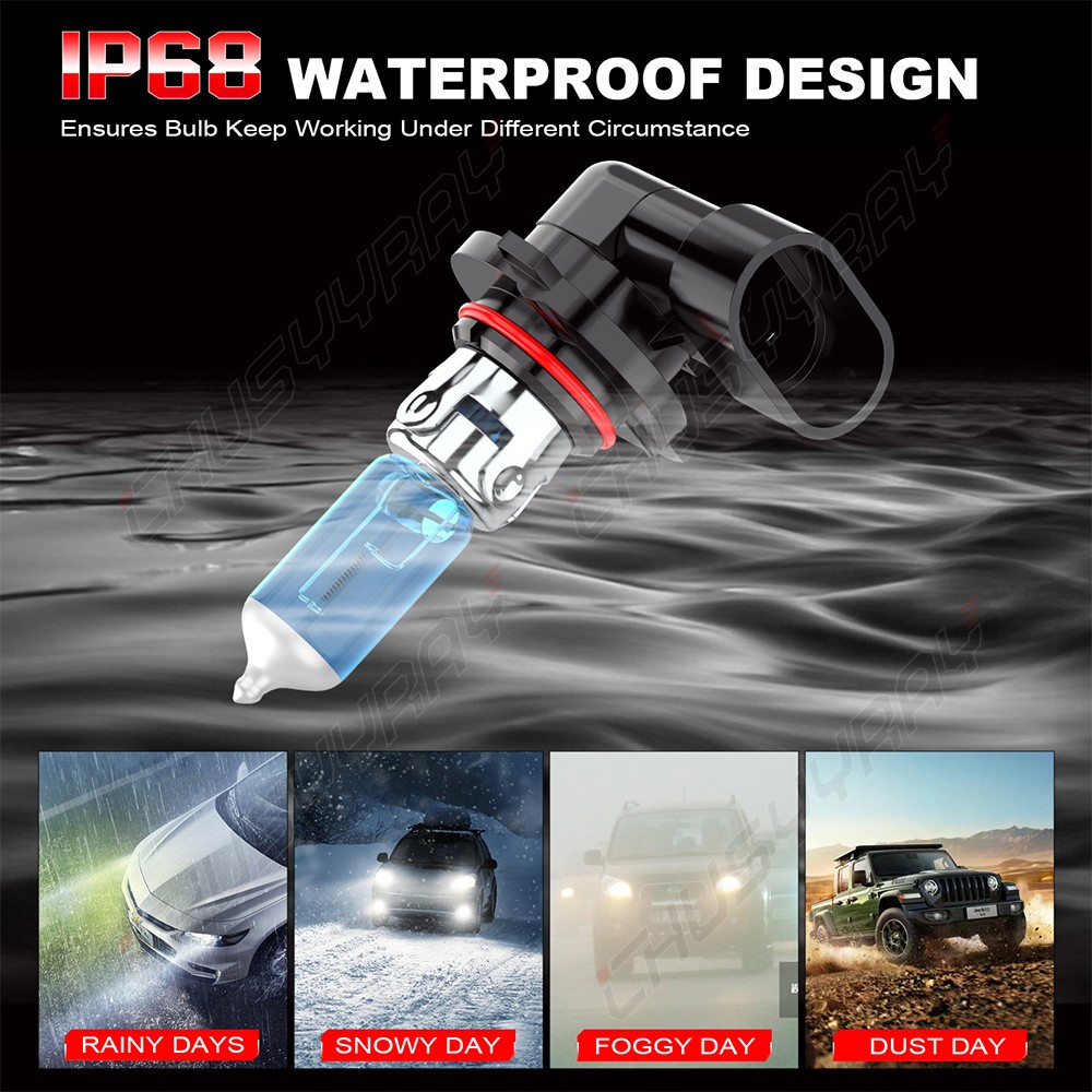 9006 100w Halogen Xenon Headlight Replacement 2x Light Bulb Lamp 6000K White