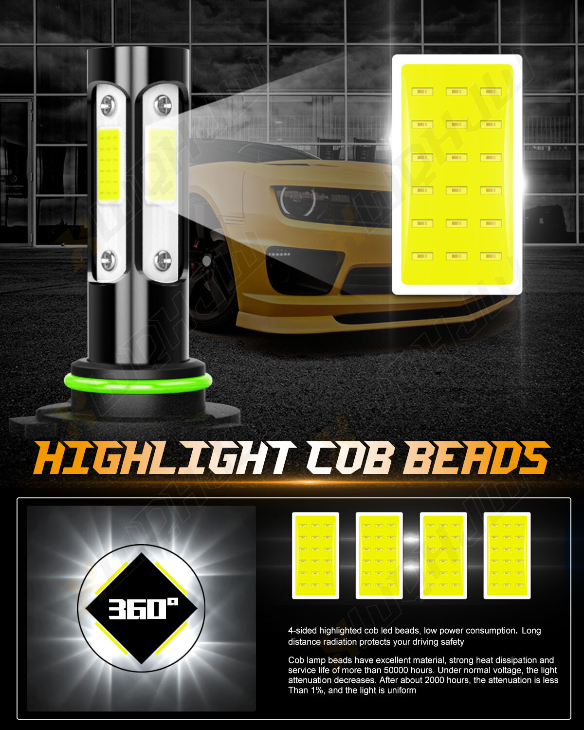 9005 9006 H11 LED Headlight Hi/Low Beam Bulb 6500K Fog Light Sets 120W 14000LM