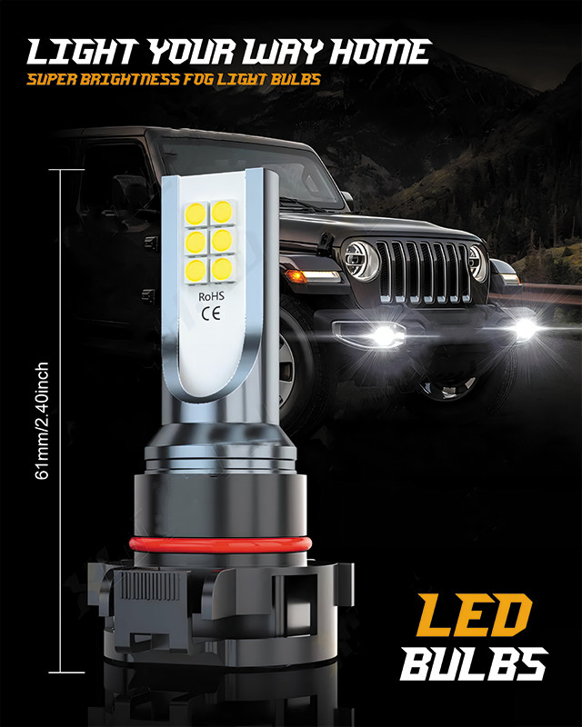 White 15-SMD High Power LED Daytime Running Light Bulbs For 2017-up Jeep Compass