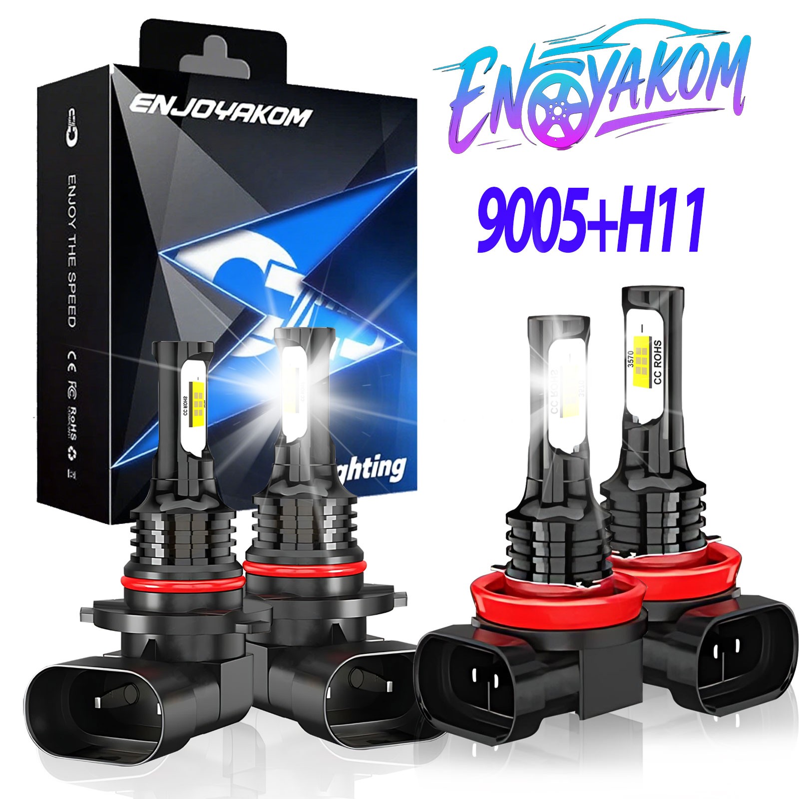 9005 H11 LED Headlight Kit Combo Bulbs High&Low Beam Super Bright 6000K White