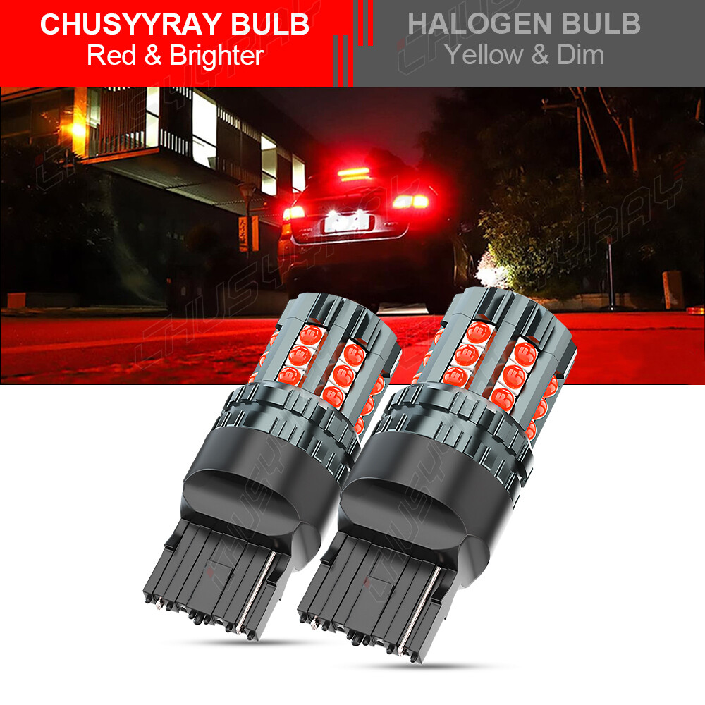 7443 7440 LED Red Strobe Flash Blinking Brake Stop Tail Parking Light Bulbs